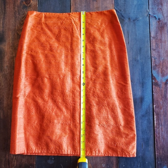 Gilbert Gilmor New York Shiny Orange Linen Skirt - Picture 5 of 7